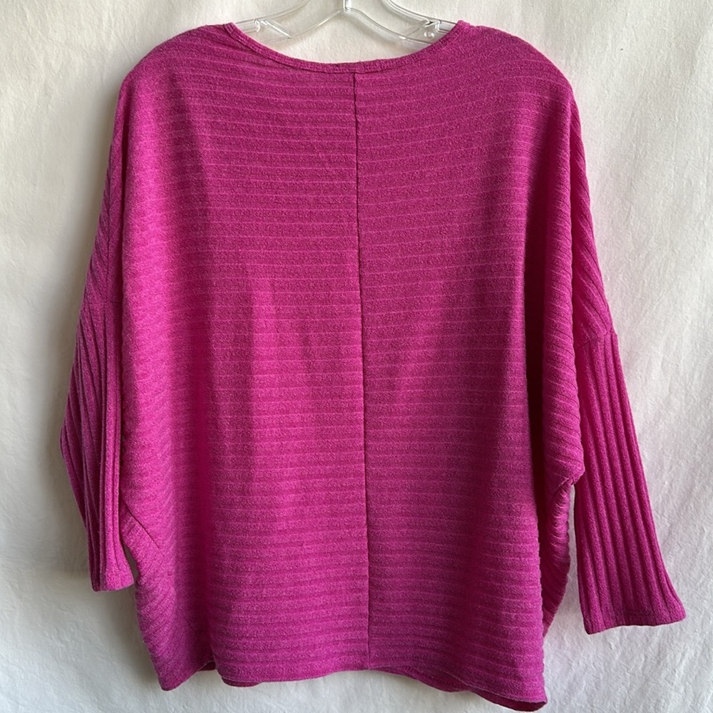 Parallel Skies hot pink / fuchsia long sleeve ribbed sweater top, size L - Picture 3 of 6